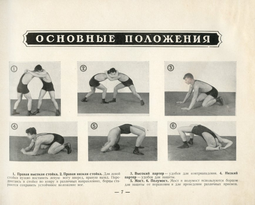 Классическая борьба: наглядное пособие по технике (стойка, партер, уход с моста)